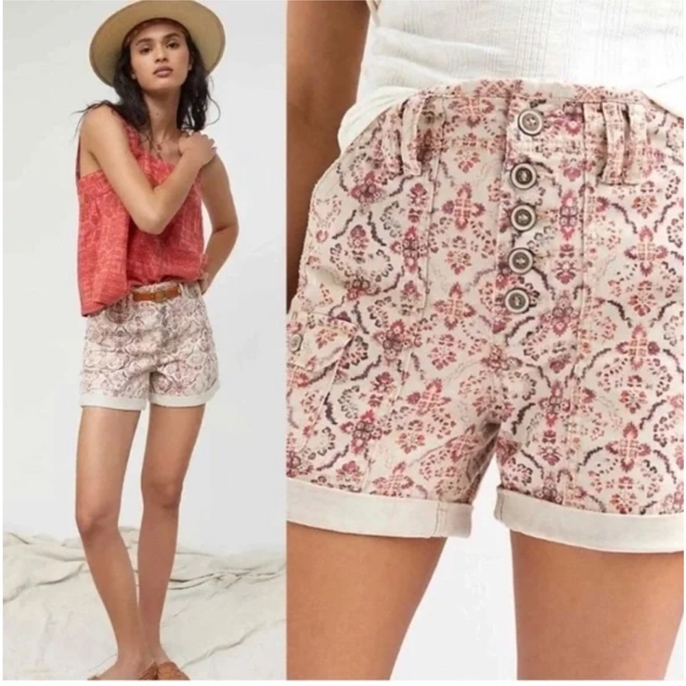Pilcro | Anthropologie | The Wanderer Utility Patterned Shorts Size 30 Bohemian